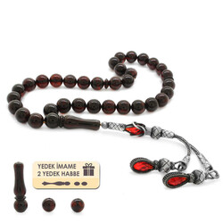 1000 Carat Kazaz Tasseled Globe Cut Fire Red Drop Amber Rosary - 1