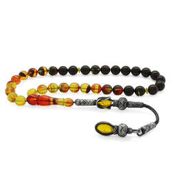 1000 Carat Silver Ball With Tassels And Tassel, Cut From Filtered Black Amber Ball, Rosary - Thumbnail