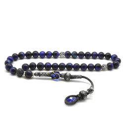 1000 Ct Tasbih Made Of Blue Natural Stone With Spherical Cut Tassel With Hood - 3