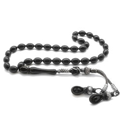 1000K Silver Tasbih Tasbih Barley Cut Black Squeezed Amber Tasbih - 2