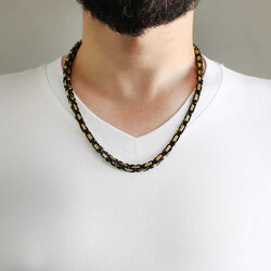 60Cm Extra Thick Black And Gold Model 317L King Steel Choker Chain - Thumbnail