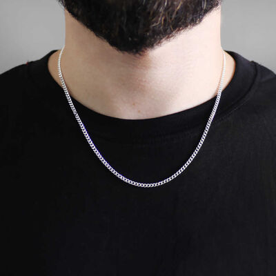 925 Sterling 50Cm 100 Micron Men's Gurmet Chain Necklace