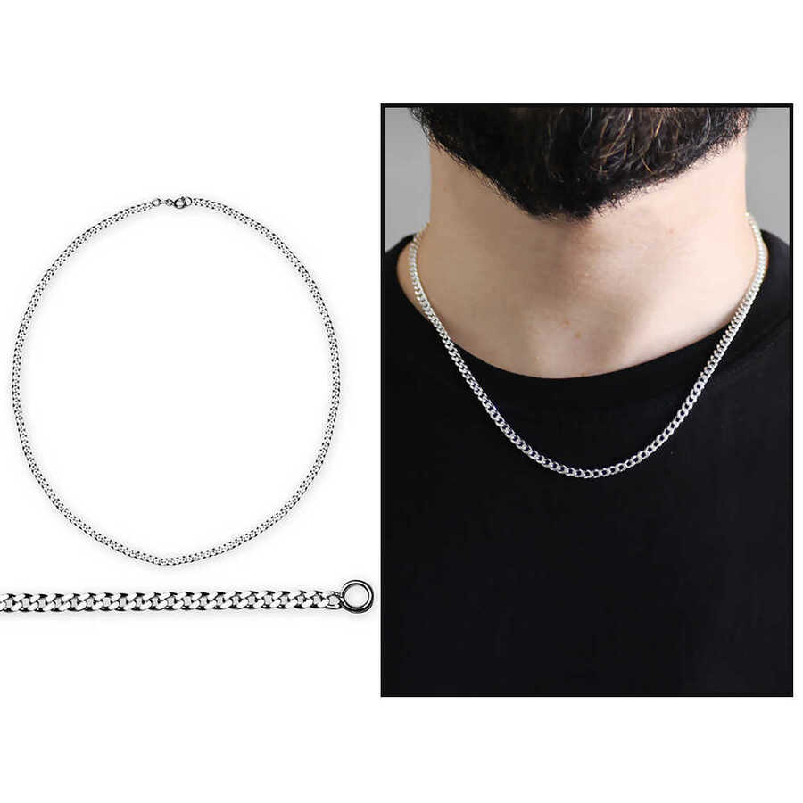 925 Sterling 50Cm 80 Micron Men's Gurmet Chain Necklace