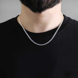 925 Sterling 50Cm 80 Micron Men's Gurmet Chain Necklace - Thumbnail