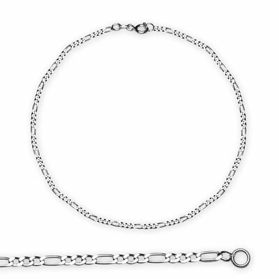 925 Sterling Silver, 45 Cm, 60 Microns, Figaro Men's Chain Necklace