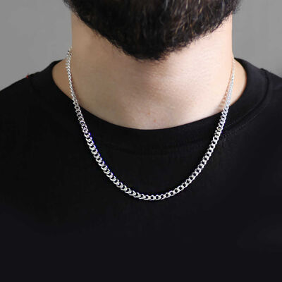 925 Sterling Silver, 50 Cm, 120 Microns, Gurmet Men's Chain Necklace