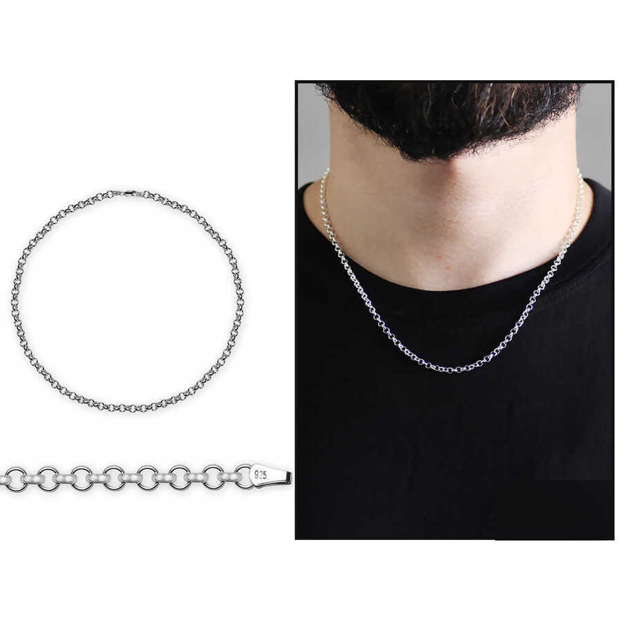 925 Sterling Silver 50cm 80 Micron Mens Chain Necklace Necklace Tesbihane 925 Sterling Silver 50cm 80 Micron Mens Chain Necklace Necklace Tesbihane