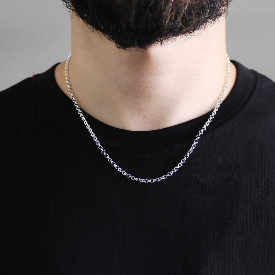 925 Sterling Silver 50cm 80 Micron Mens Chain Necklace Necklace Tesbihane