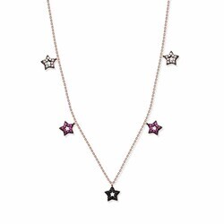 925 Sterling Silver Five Star Necklace - Thumbnail