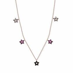 925 Sterling Silver Five Star Necklace