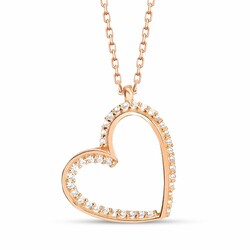 925 Sterling Silver Heart Necklace (Model 2) - Thumbnail