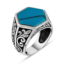 925 Sterling Silver Men's Ring With Black Zirconia Stone - 1