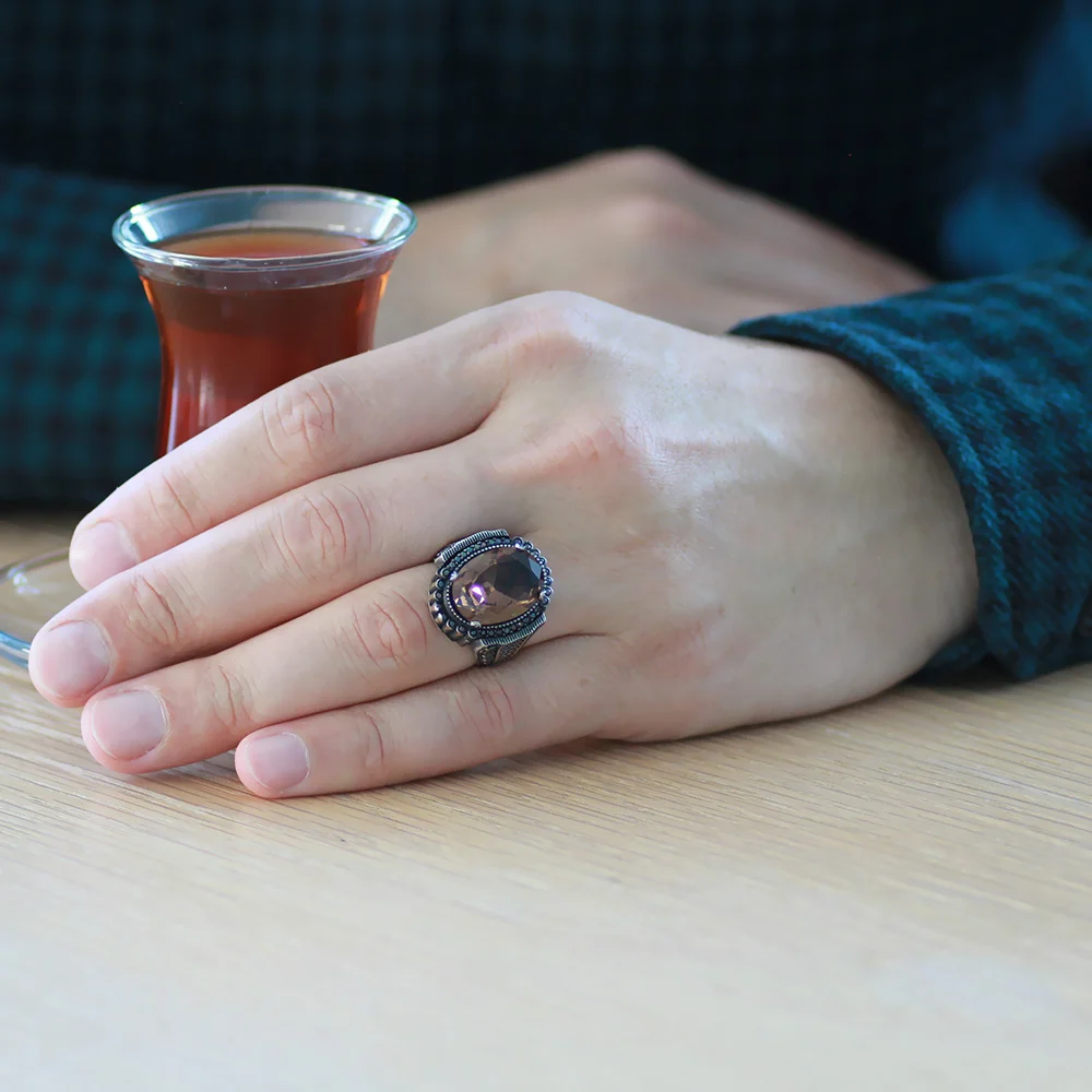 925 Sterling Silver Men's Ring with Facet Cut Zultanite Stones and Micro Stone Set on the Sides - 2