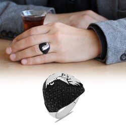 925 Sterling Silver Mens Ring With Micro Stone Eagle Design
