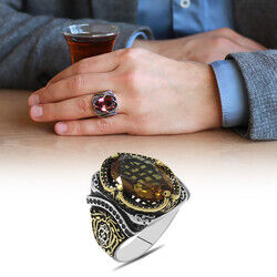 925 Sterling Silver Mens Ring With Soft Faceted Zultanite And Micro Stone Bezel