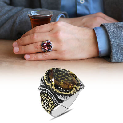 925 Sterling Silver Mens Ring With Soft Faceted Zultanite And Micro Stone Bezel - 1
