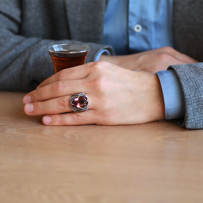 925 Sterling Silver Mens Ring With Soft Faceted Zultanite And Micro Stone Bezel - 2