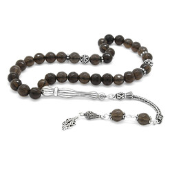925 Sterling Silver Tassel and Faceted Cut Quartz Natural Tasbih Stone - 1
