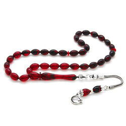 925 Sterling Silver, Tassel, Wrist Size, Filtered Red-Black Fire-Amber Rosary