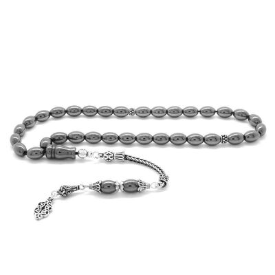 925 Sterling Silver with Barley Tassel, Hematite, Natural Stone, Tasbih - 1