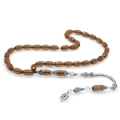 925 Sterling Silver with Faseta Barley Cut Brown Sultanite Tasbih - 1