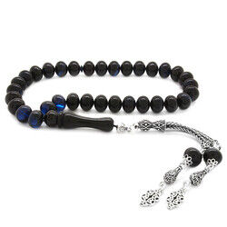 925 Sterling Silver With Tassel, Dark Blue, Tightened Amber Tasbih - 2