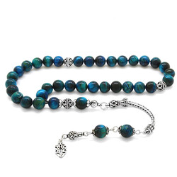 925 sterling silver with tassels, ball cut, turquoise tiger's eye, natural stone, tasbih - 1