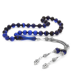 925 Sterling Silver With Tassels, Istanbul, Clipping, Filtered, Blue-Black, Amber Rosary - Thumbnail