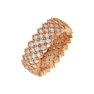925 Sterling Silver Womens Ring Zirconia Rose Embroidery - 2