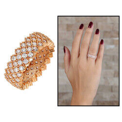 925 Sterling Silver Womens Ring Zirconia Rose Embroidery - 4