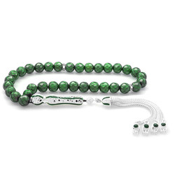 A Green Enamel Ball Carved İts Stone Tasbih With An Alpaca Brush - 2