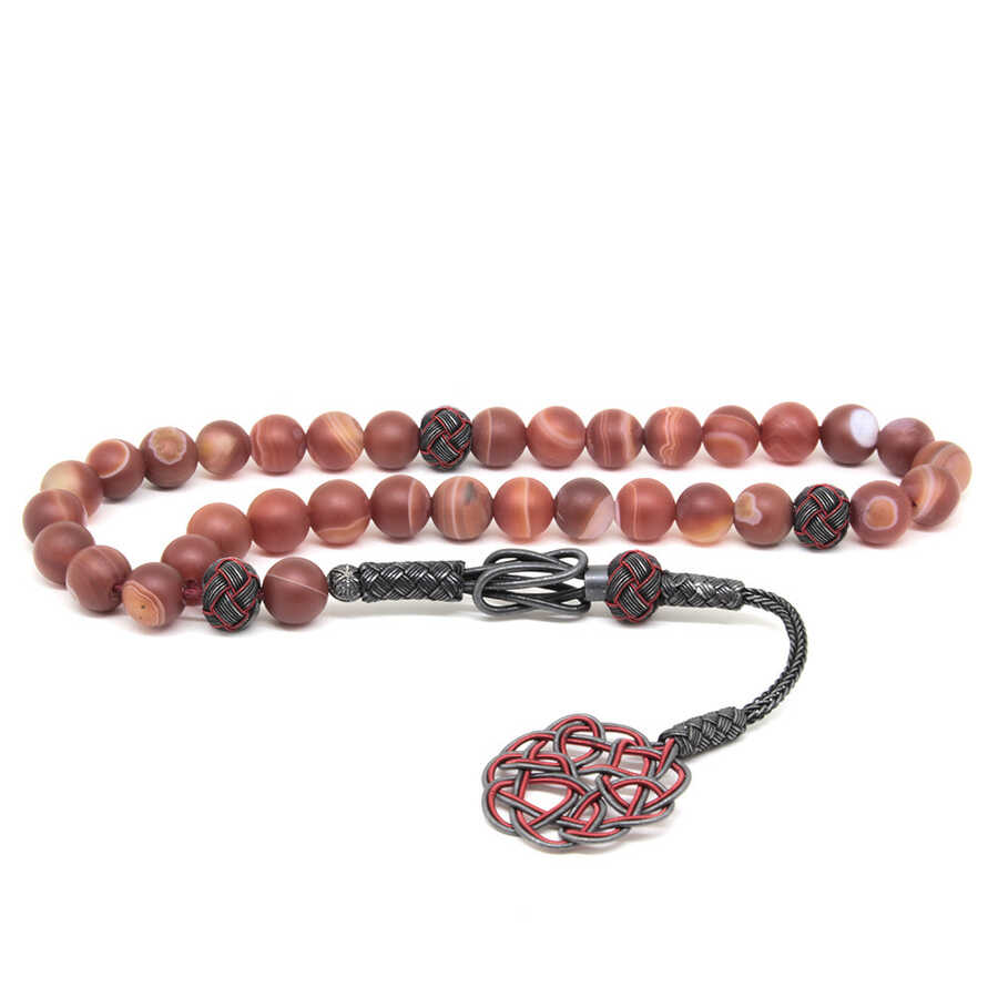 Agate Tasbih Natural Stone 1000 Carat Sterling Silver With Tassel