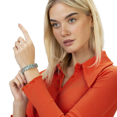Amazonit Doğaltaş Rolex Kadın Bileklik - 4