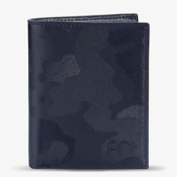 Ani Yüzük Navy Blue Camouflage Pattern Classic Leather Wallet - Thumbnail