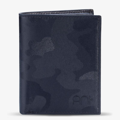 Ani Yüzük Navy Blue Camouflage Pattern Classic Leather Wallet