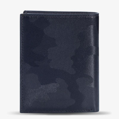 Ani Yüzük Navy Blue Camouflage Pattern Classic Leather Wallet