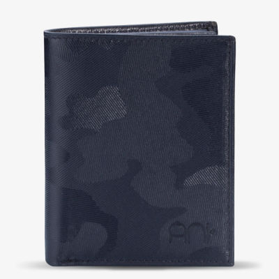 Ani Yüzük Navy Blue Camouflage Pattern Classic Leather Wallet - 2