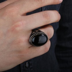 Ani Yüzük Ottoman Ring With Big Onyx Stone - Thumbnail