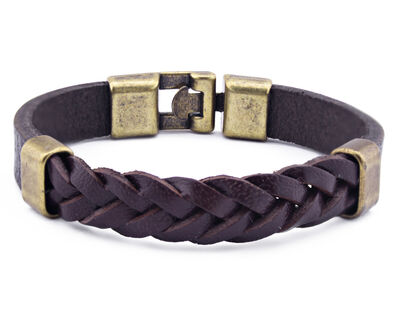 Antique Brown Leather Bracelet (Model-3)