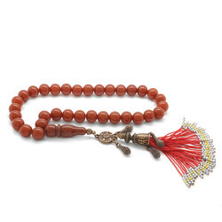 Antique Copper Ottoman Palace With Ball Tassel, Faceted With Ottoman Counterpart, Red Rod, Corrugated Amber - Thumbnail