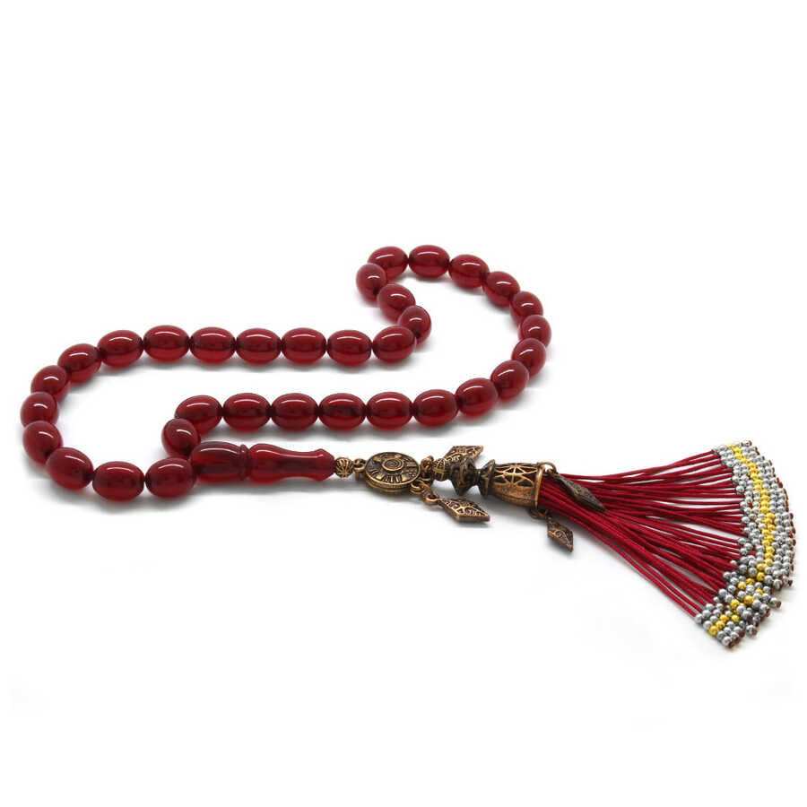 Antique Copper Ottoman Palace With Barley Tassel, Faceted With Ottoman Counterpart, Red Rod, Corrugated Amber