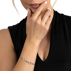 Ayyildiz Design 925 Sterling Silver Women's Blue White Zirconia Bracelet - 4
