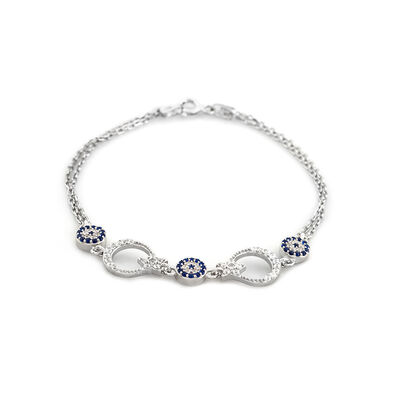 Ayyildiz Design 925 Sterling Silver Women's Blue White Zirconia Bracelet - 5