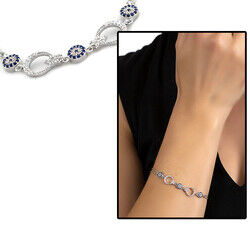 Ayyildiz Design 925 Sterling Silver Women's Blue White Zirconia Bracelet - 6
