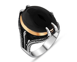 Black Onyx 925 Sterling Silver Mens Ring With Black Onyx - 2