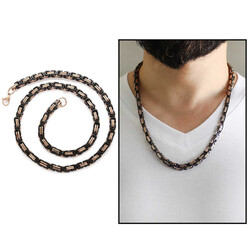 Black Rose Extra Thick Model 60Cm 317L Steel Necklace With King Chain - Thumbnail
