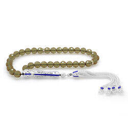 Blue Enamel Ball Of Sultanite Tasbih Cut With Alpaca Tassel - 3