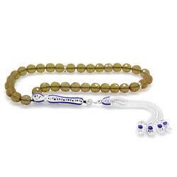 Blue Enamel Ball Of Sultanite Tasbih Cut With Alpaca Tassel - 1