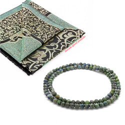 Both Bracelets Are A Necklace And A Rosary 99 Pieces Of Natural Azurite Stone Jewelry - Thumbnail