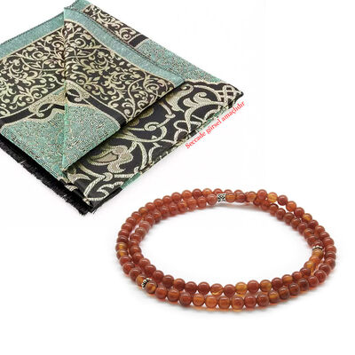 Both Bracelets - Necklace And Rosary 99 Accessories Made Of Natural Stone Red Agate